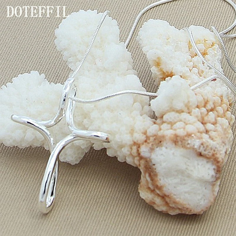 DOTEFFIL 925 Sterling Silver Cross Pendant Necklace 18/20/22/24 Inch Snake Chain For Woman Fashion Wedding Engagement Jewelry - Image 3