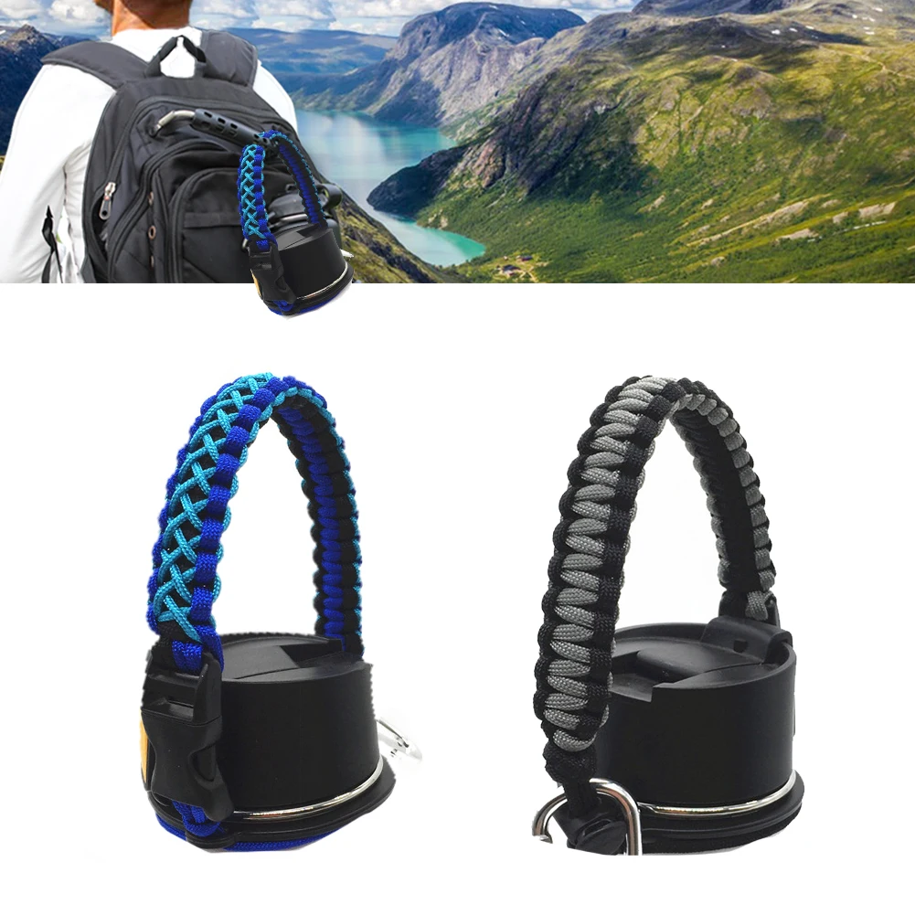 

Paracord Accessories Cup Holder Outdoor Durable Travel Hiking Water Bottle Handle Strap With Safety Ring Carrier For Hydro Flask