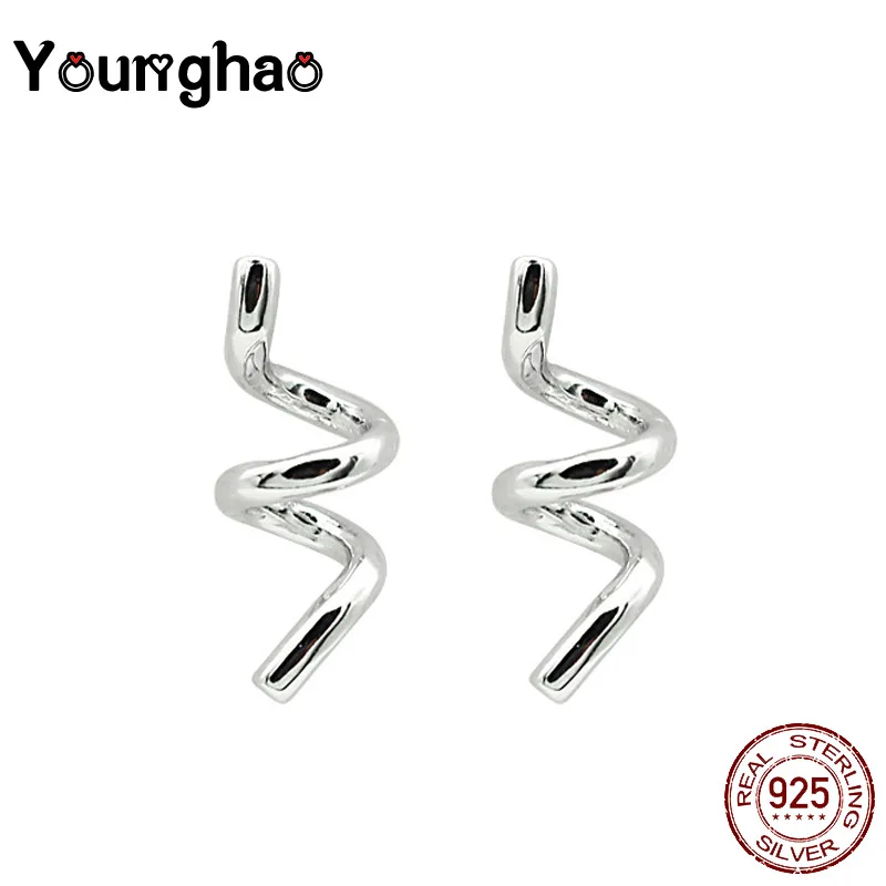 

Younghao S925 sterling silver fashion personality Simple Spiral Earrings Female Jewelry Earring fashion jewelry