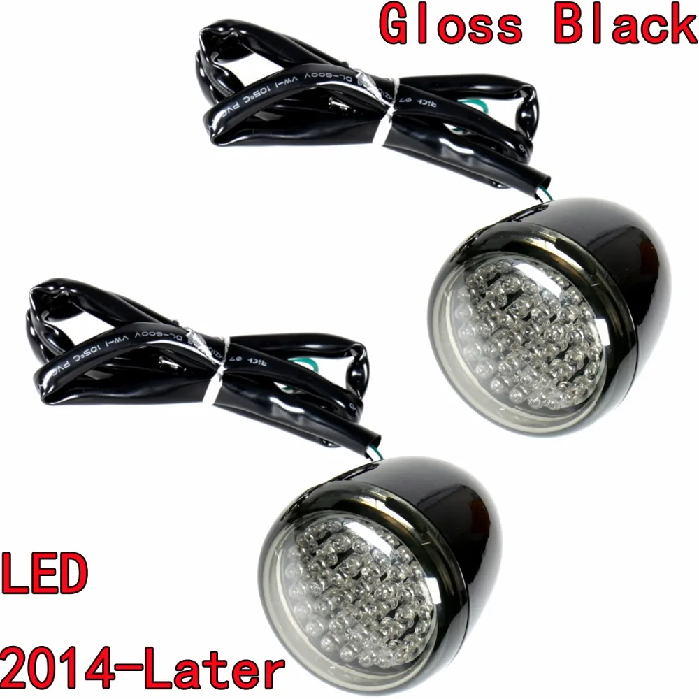 Gloss Black Deuce/Bullet Front LED Turn Signal&Smoked Lens For Harley