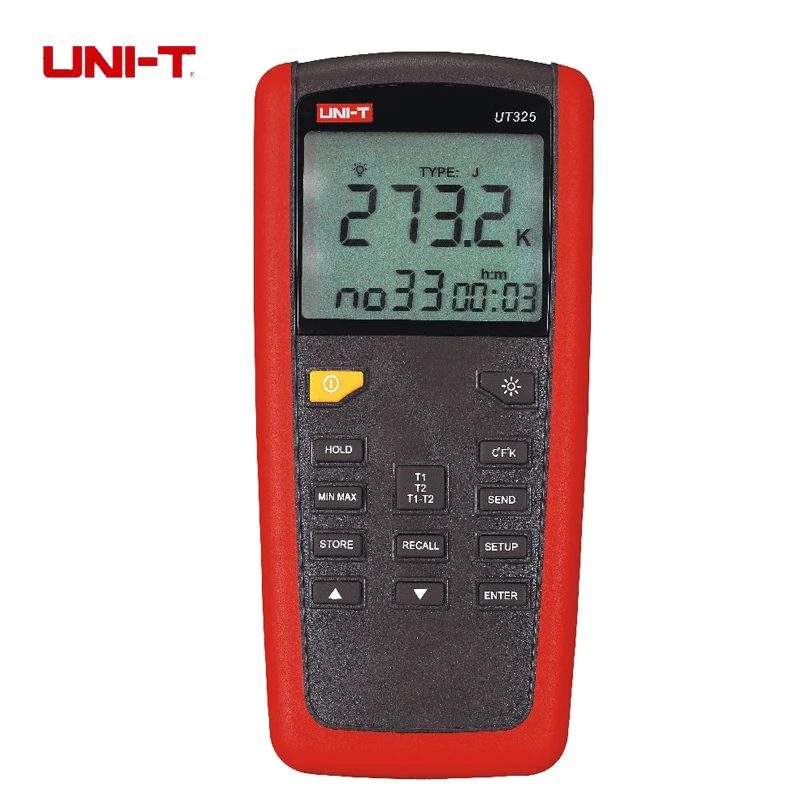

Uni-t UT325 Digital termometro medidor de temperatura Tester T1-T2 entrada dupla de alta / baixa a alarme e Auto