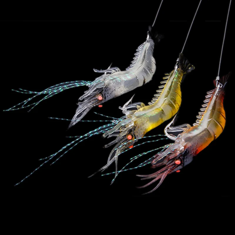 

2pcs/set 90mm 7g Soft Prawn Shrimp Simulation Shrimp With Hook Tackle Fishing Bait Bionic Artificial Shrimp Lures Baits
