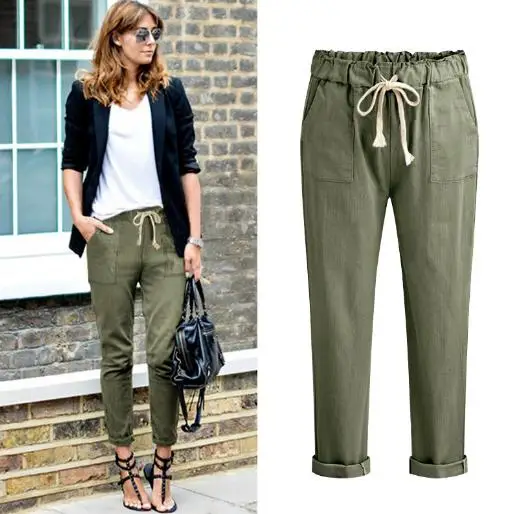 Vestido Pa Las Cintura Negro Militar Otoño 2018 Alta Largo Primavera azul Túnica Elegante Elástico Manga Ropa Pantalones Clobee Plisado Algodón Oficina Larga verde De Mujeres wqCE8R