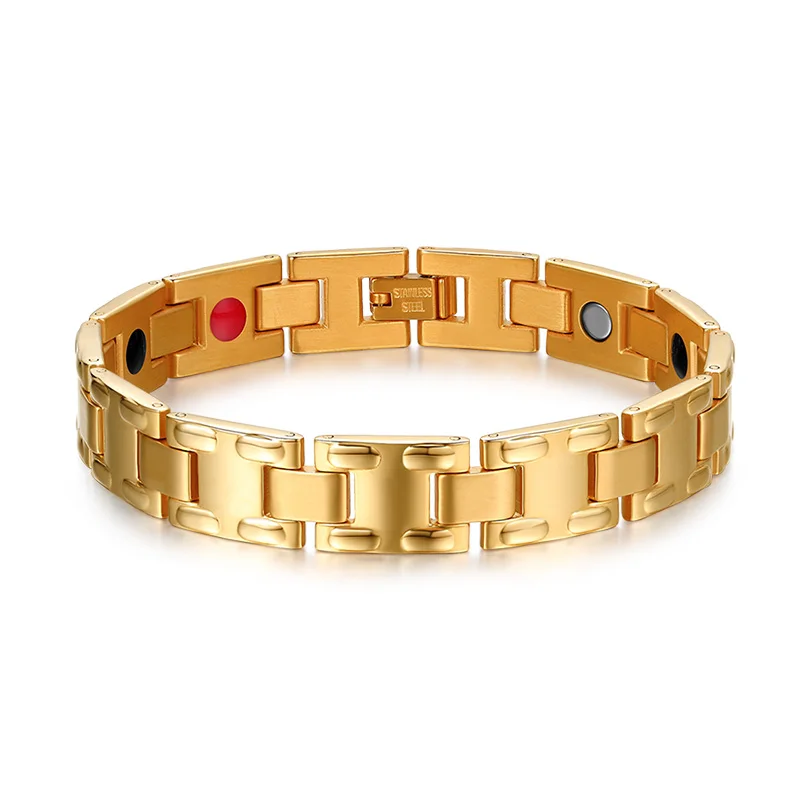 Vinterly магнитный браслет мужской ручной браслет Энергетический Браслет для здоровья мужской золотой цвет германий из нержавеющей стали браслеты для мужчин - Окраска металла: Золотой цвет