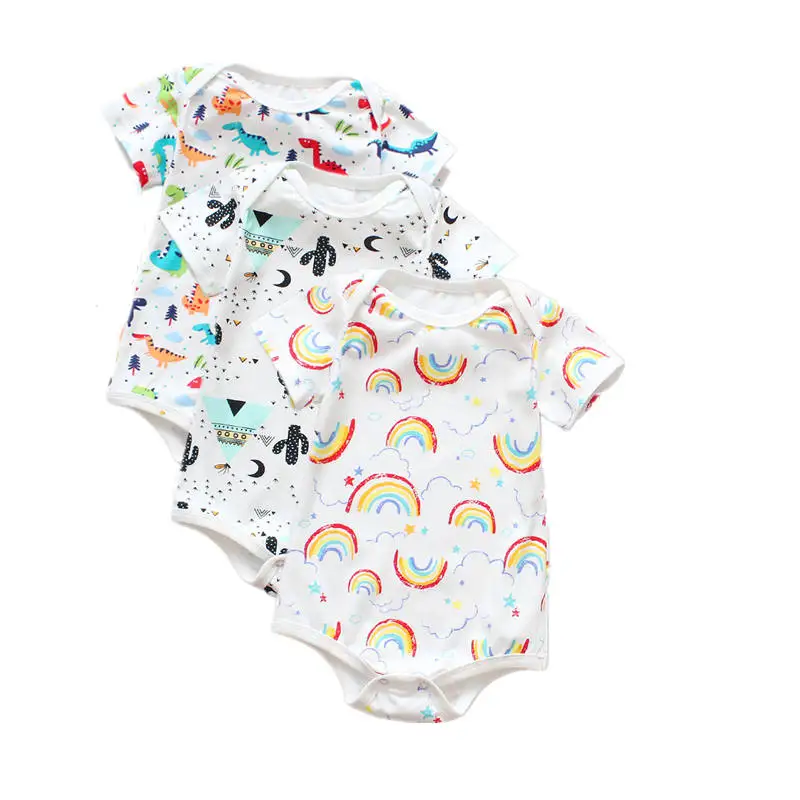 

3PCS/lot 2019 Baby Rompers Girl Clothes Newborn Cotton Baby Boy Clothes Jumpsuits bebe Short Sleeve Newborn 0-12M