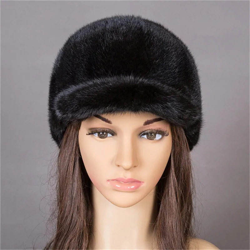 Женская шапка из натурального меха норки, женская зимняя шапка из натурального меха норки, головной убор, меховая теплая Бейсболка