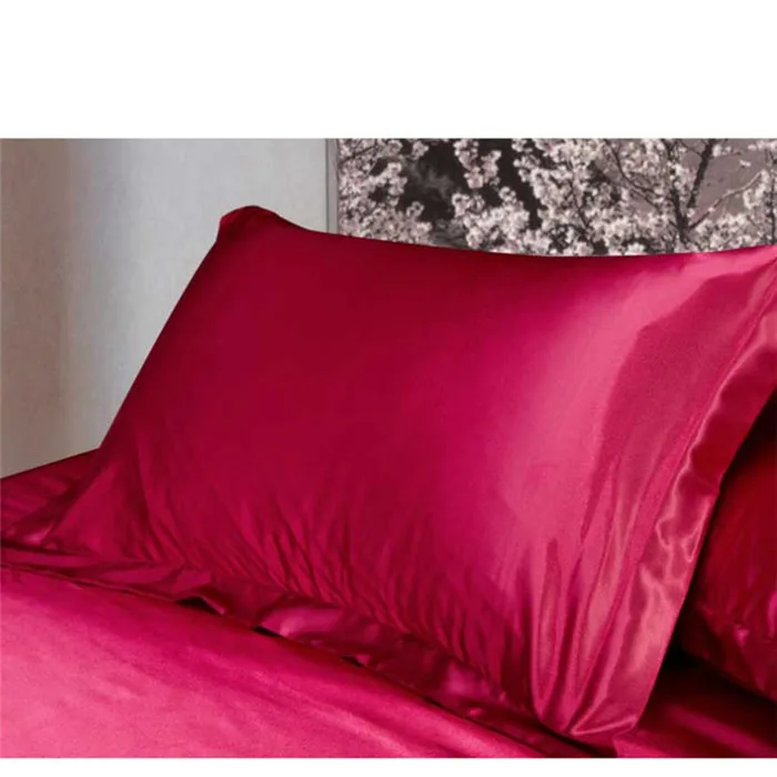 50*70 см сплошной шелк цвета атласная наволочка мульти Цвет из ткани, имитирующий шелковая подушка queen Стандартный один наволочки Декор для дома - Цвет: Wine Red