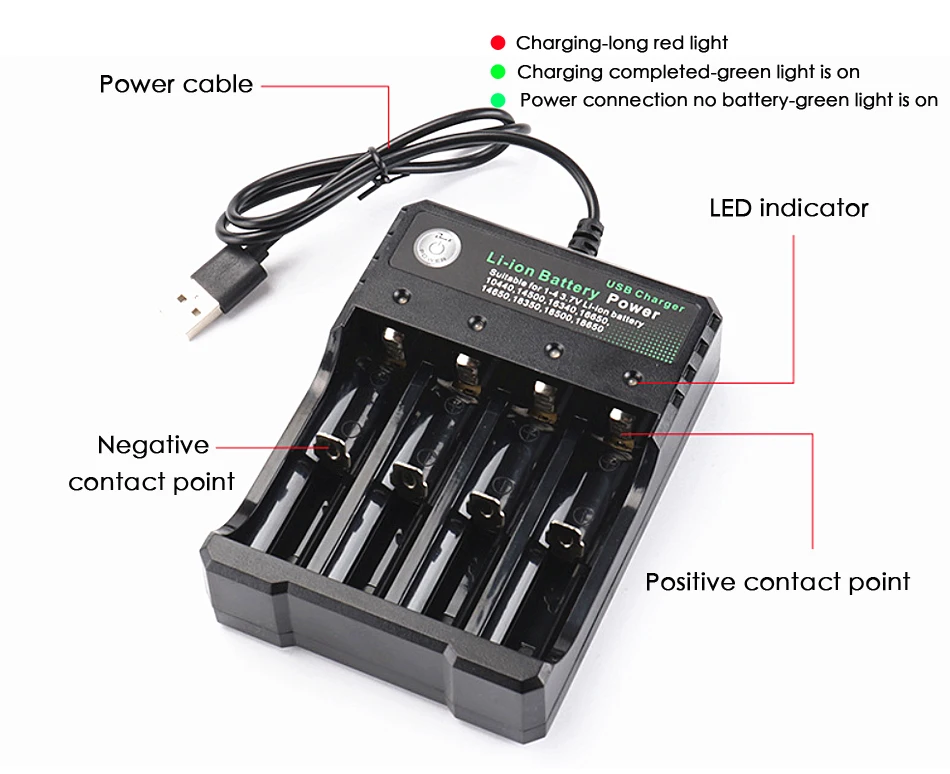 3,7 V 18650 зарядное устройство литий-ионный аккумулятор USB независимая зарядка портативная электронная сигарета 18350 16340 14500 зарядное устройство