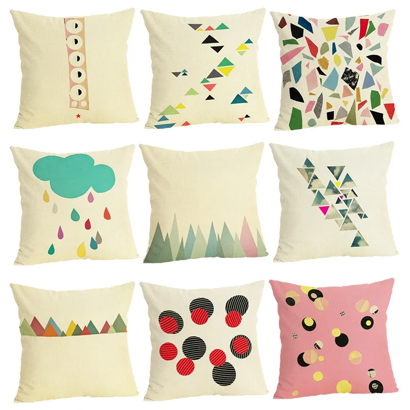 

1 Piece Novelty Geometric Printed Pillow Case Cover Square 45cm*45cm Cotton Pillowcase Home Decorative Customized Dropshipping