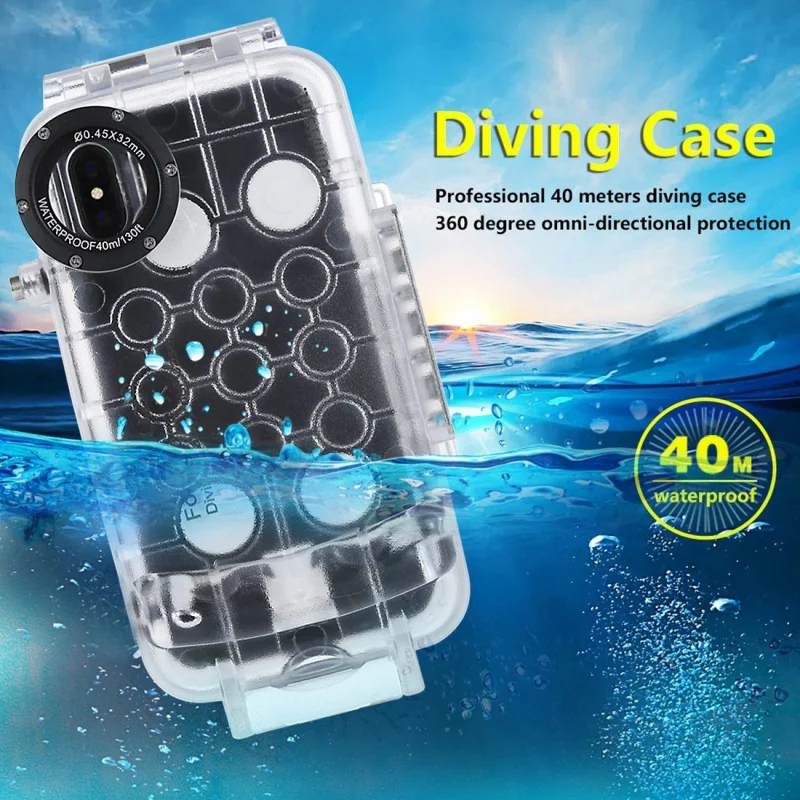 

For iPhone X 40m/130ft Professional Waterproof Diving Protective Housing Photo Video Underwater Cover Case For iPhone 7 8Plus