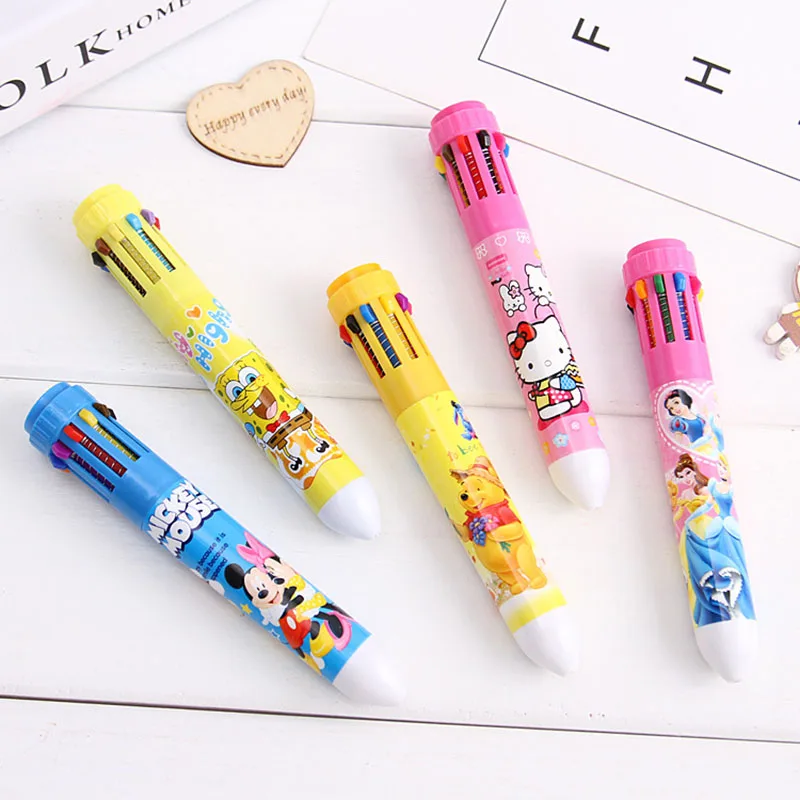 

10 colors cute cartoon stationery ballpoint pen office supplies sugar cane supplies