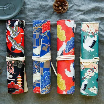 

Chinese Style Pen Bag Court Wind Forbidden City Pencil Bag Roll Up Pen Curtain Pencil Case School Stationary
