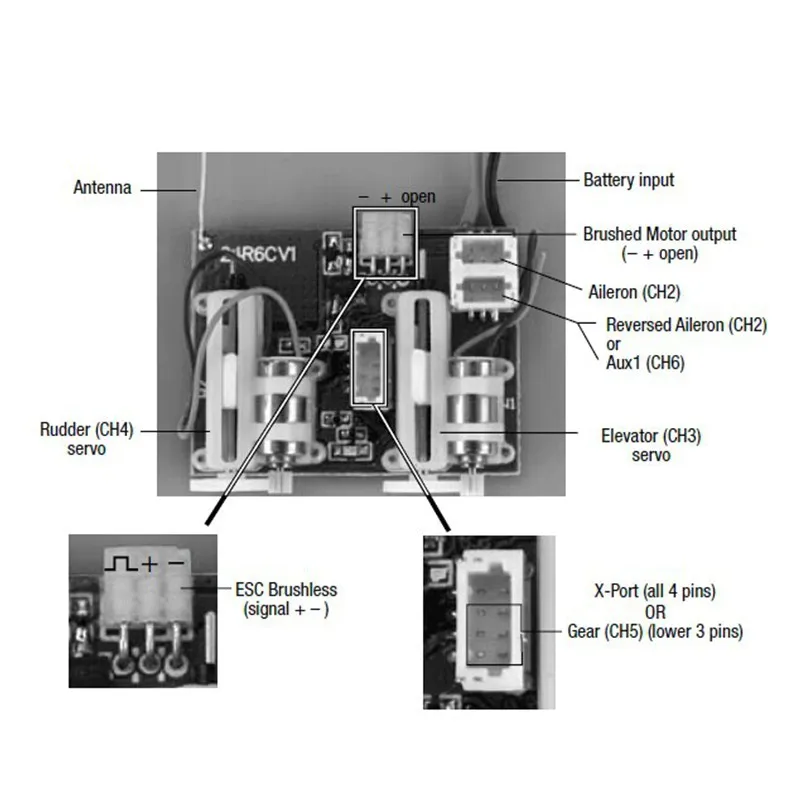 AR6410L DSM2 6-канальный ультра микро-приемник с интегрированным почищенный ESC 2 Линейный сервоприводы AR6400 для дистанционно управляемого летательного аппарата