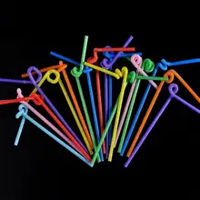100 шт. кружка-термос с соломкой Crazy Curly Loop цветная соломинки для дня рождения
