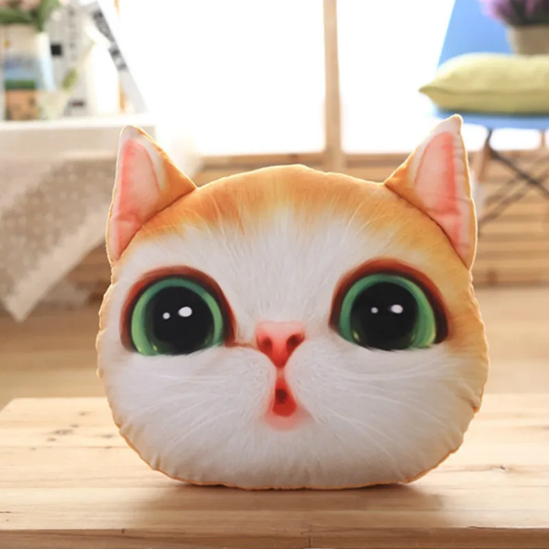 Милая моющаяся плюшевая подушка 37*30 см с забавной головой кота 3D рисунком Больших