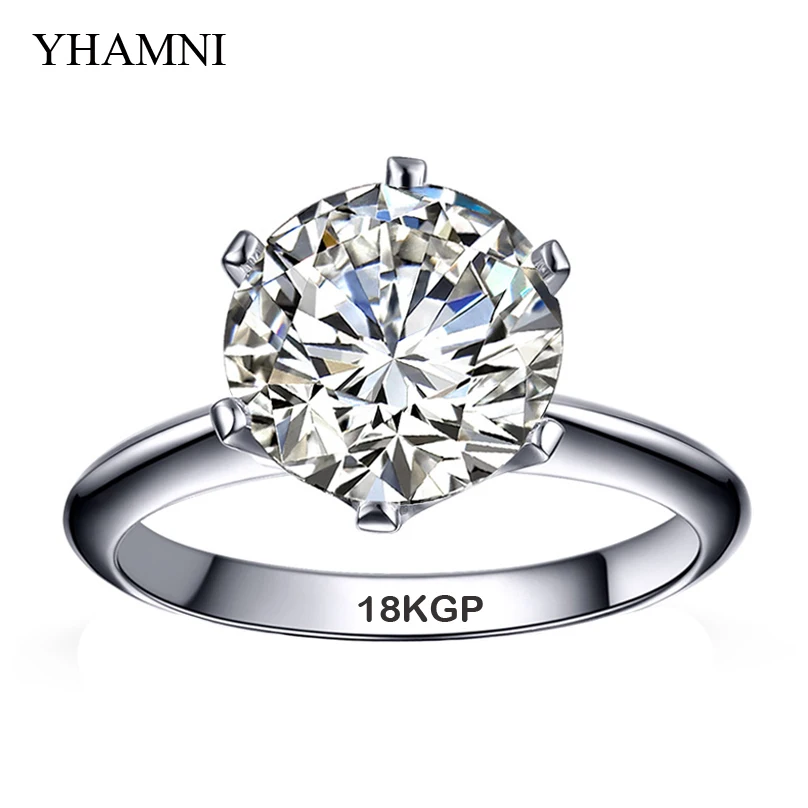 Have 18KGP Stamp Wedding Rings Gold Real White Gold Filled Rings Set Big 8mm CZ Diamant