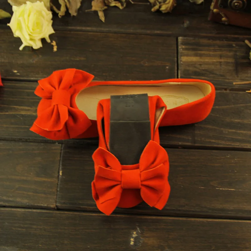 Fashion Bow Shallow Mouth Slip-On Women Flats Vintage Flock Round Toe Ladies Casual Flat Shoes Female Leisure Ballerinas Flats,Black,6
