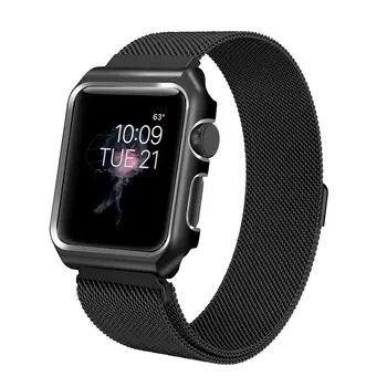 

Compatible for Apple watch4 Band 44mm,Mesh Milanese Loop with Case Stainless Steel Wrist Band iWatch Strap with Magnet Clasp
