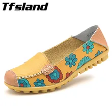 Женские туфли на плоской подошве из натуральной кожи с цветочным узором; мягкие Нескользящие дышащие кроссовки; удобная прогулочная обувь для беременных женщин