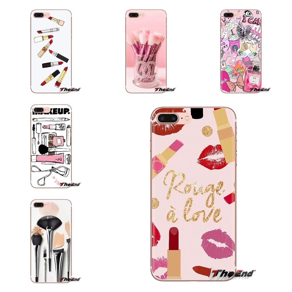 

Transparent TPU Cover Tools Lipstick Beauty Girl Makeup Set For Xiaomi Redmi 4A S2 Note 3 3S 4 4X 5 Plus 6 7 6A Pro Pocophone F1
