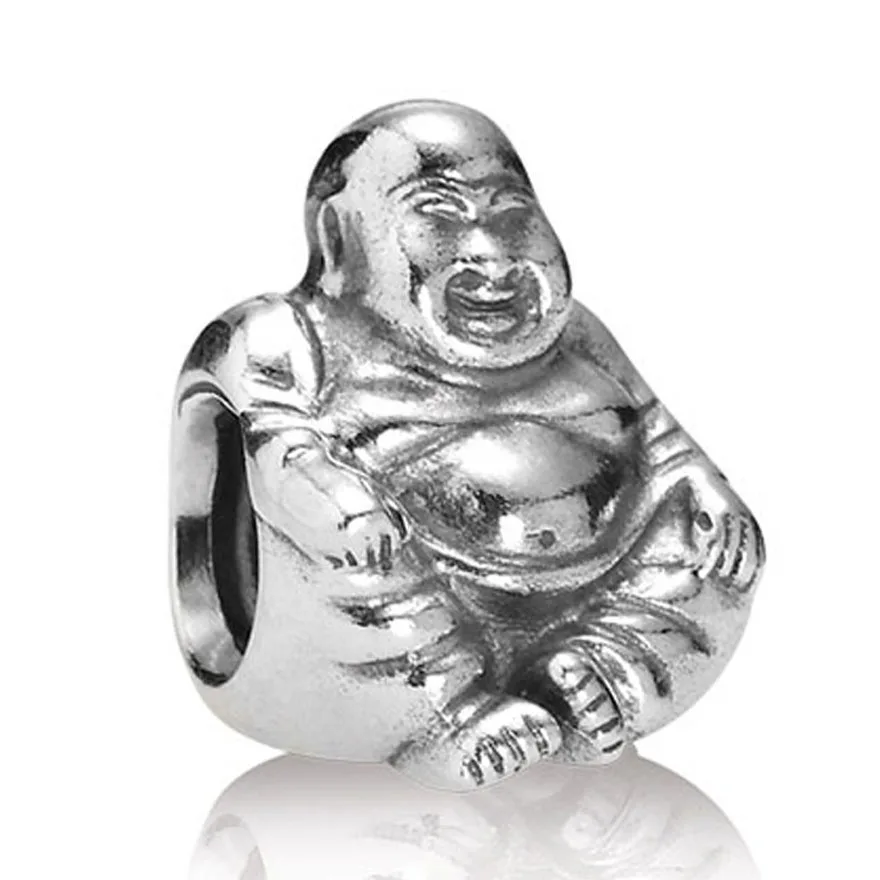 

New 925 Sterling Silver Bead Charm Vintage Cute Relax Meditation Buddha Beads Fit Pandora Bracelet Bangle DIY Jewelry