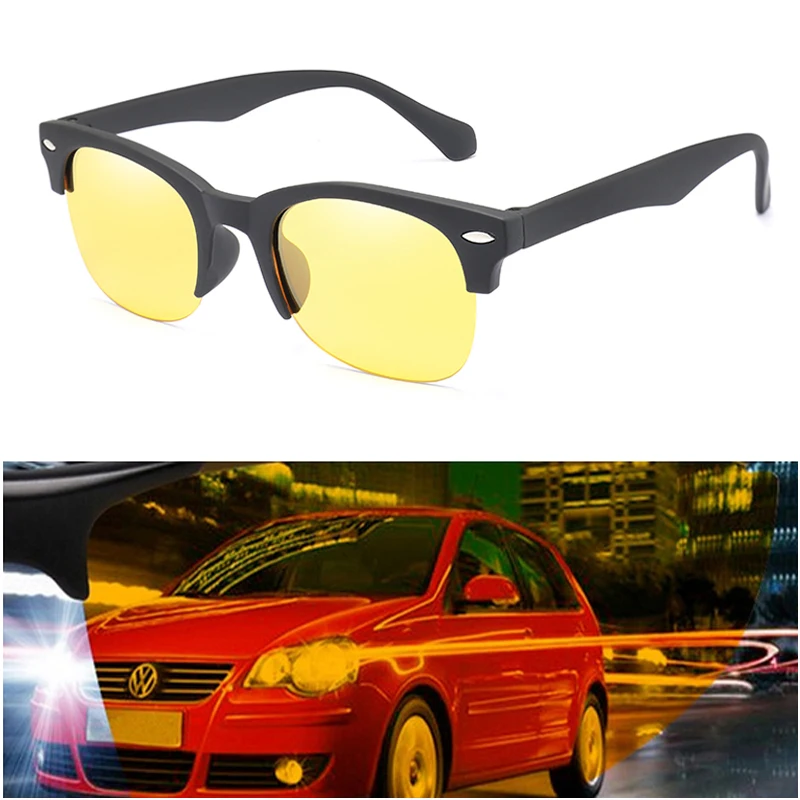 

Oval Men's Sunglasses HD Polarized Sun Glasses Women Night Vision Sunglasses Semi-Rimless Safe Driving Eyeglasses Goggles