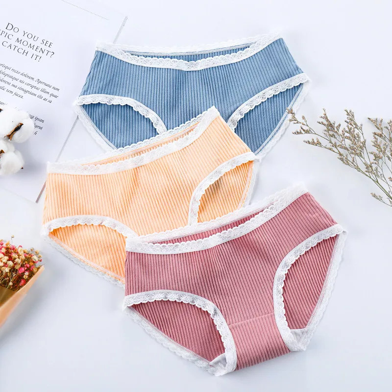 New Women s Underwear Japanese Ribbed Cotton Underwear Women Sexy Lace 