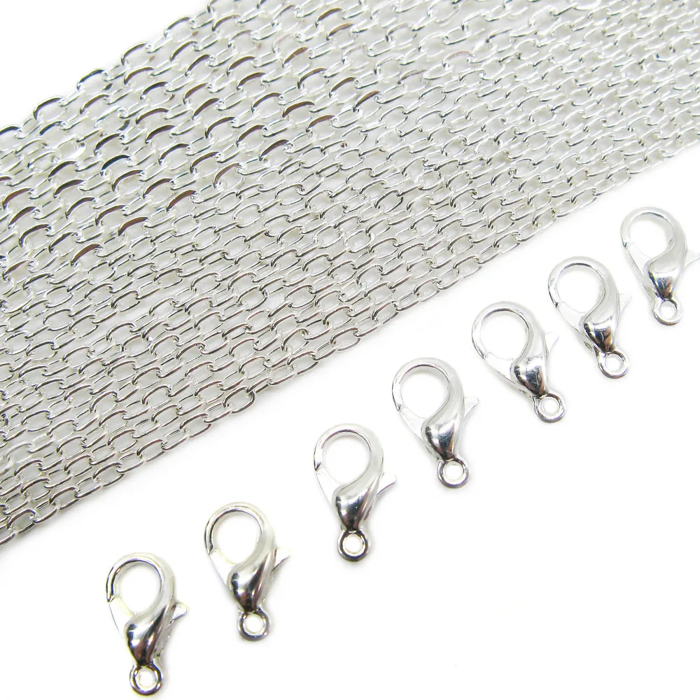 

TOAOB 60pcs Silver color 3x2MM Chains Lobster Clasp for DIY Making