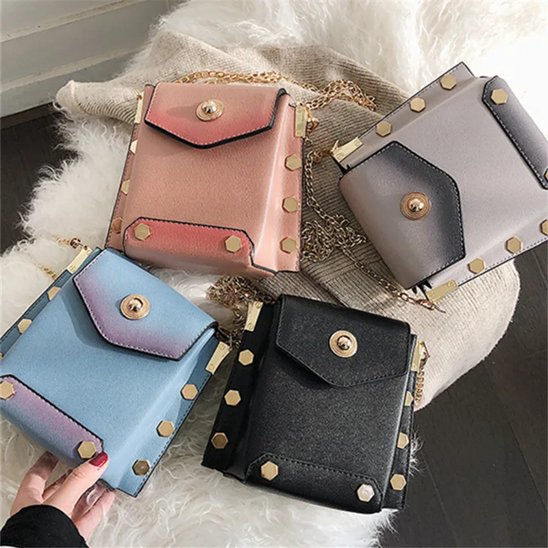 

2019 Luxury Handbag Women Bag Designer Women's Bag Rivet Chain Messenger Shoulder Bags Female Famous Brand