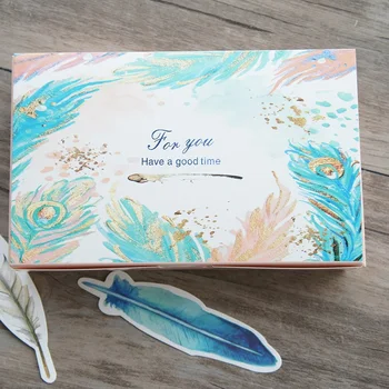 

21.6*13.5*5cm 10pcs feather design Paper Box cookie Macaron Chocolate Christmas Birthday Party Gifts Packaging Storage Boxes