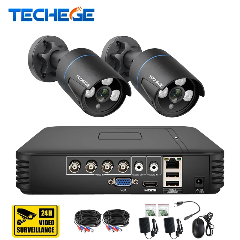Techege 4CH CCTV система 720 P 3 в 1 аналоговая камера высокого разрешения видеонаблюдения