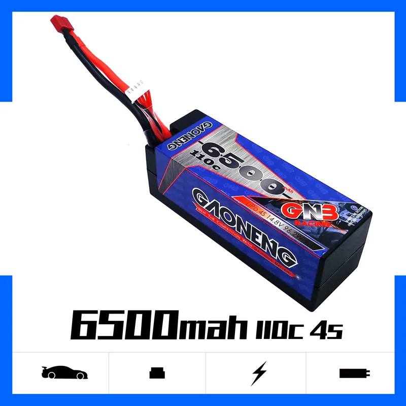 

Gaoneng GNB 6500mAh 4S 14.8V 110C/220C Hardcase LiPo Battery pack Deans T Plug for 1:8 1/8 RC Car four drive off-road RC Car