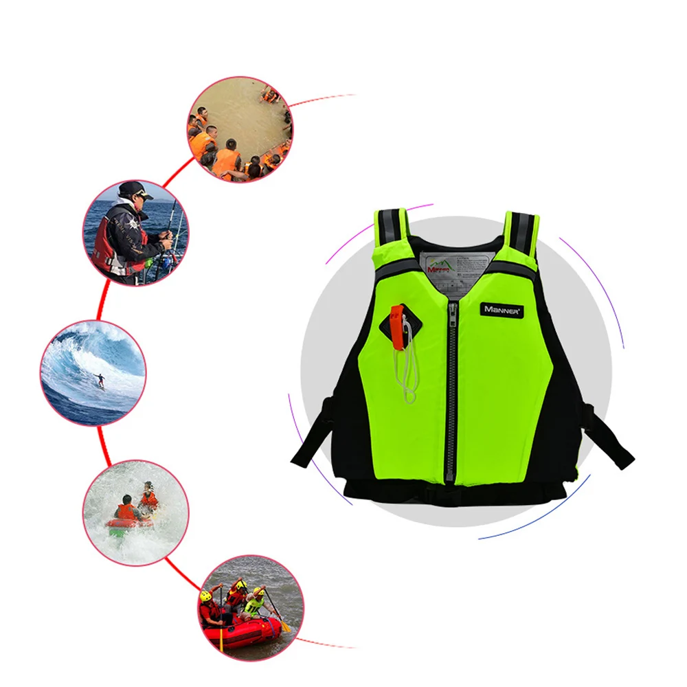 NEWAO Professional Neoprene Adult Adjustable Universal Life Jacket Vest With Whistle Swimming Surfing Skiing Boating Drifting