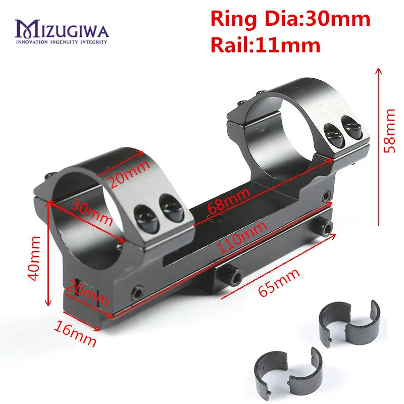 MIZUGIWA 25,4 мм/30 мм кольцо цельное крепление для прицела винтовки двойные кольца Picatiiny кольцо ласточкин хвост адаптер 11 мм Вивер рейка Охота Каза - Цвет: MH0464