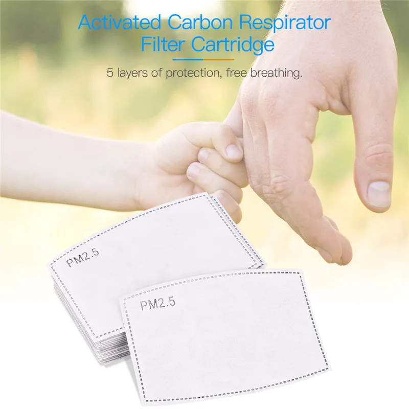 

20pcs 10pcs 5 layer Activated carbon filter Efficient filtration PM2.5 Anti Haze mouth Masks Replaceable filter for Mouth-muffle
