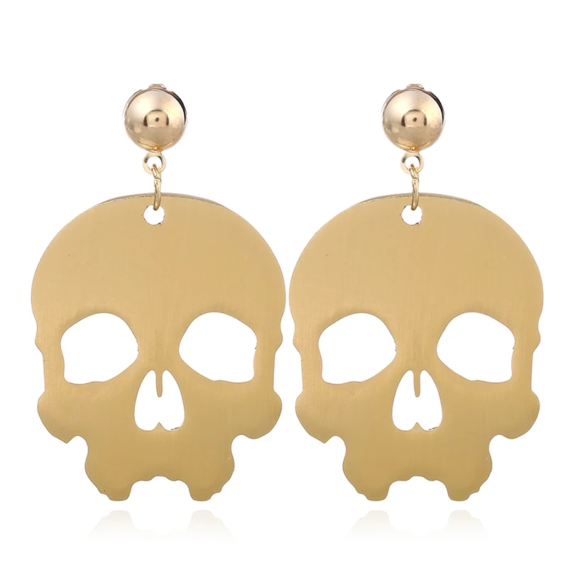 

Fashion Vintage Drop Dangle Earrings Big Skull Pattern Earrings Gold Color Retro Earring Jewelry For Women 1E678
