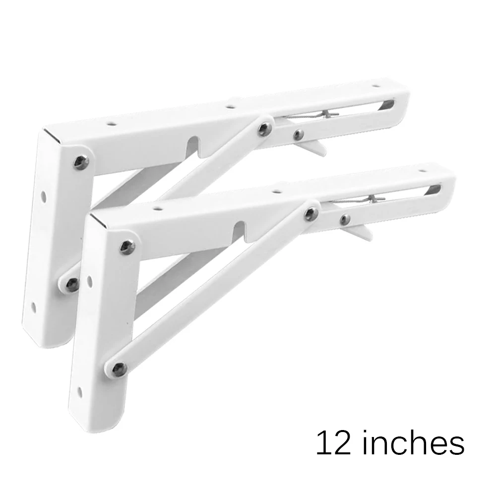 White 12 inch Комплект из 2 предметов треугольная складная рама кронштейн настенный стоя доска для туалетных кабин полка для хранения держатель DIY плоская крепежная Рама 8/10/12 дюймов - Цвет: White 12 inch