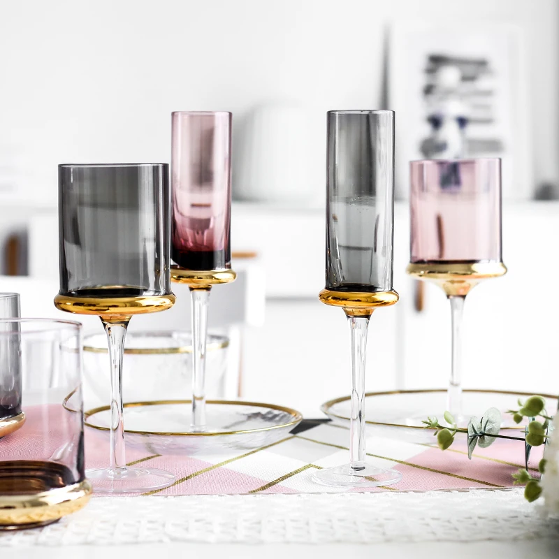 Nordic wine glass Electroplated gold goblet champagne glasses cups Bar