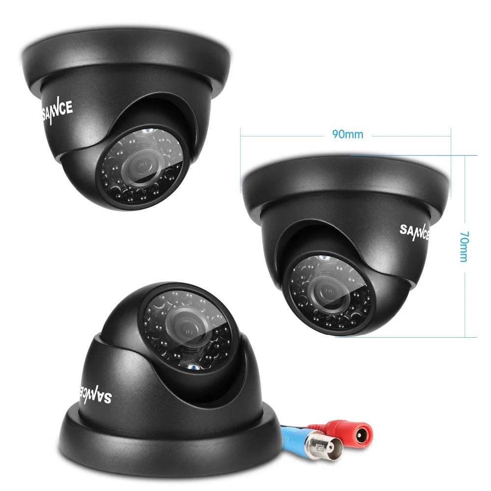 SANNCE 4 шт купольная 720P CCTV камера IR Night IP66 1.0mp CCTV камера видеонаблюдения с 4 шт 60ft BNC КАБЕЛИ