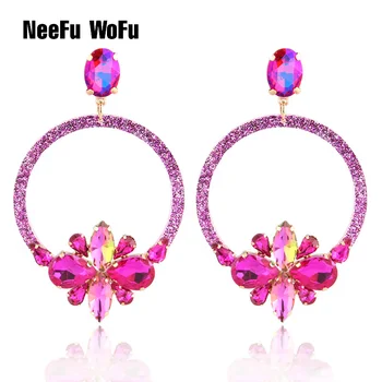 

NeeFu WoFu Drop Resin Earrings Brand Crystal Big Earring Flowers Large Long Brinco EarHalloween Oorbellen Christmas Gift