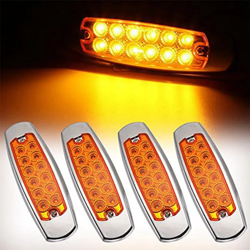 

DHBH-4x Amber 12 LED Slimline Side Marker Slit Lamp Fish-shaped Trailer Car Side Lights Side Lights Heavy Duty Cabin Side Ligh