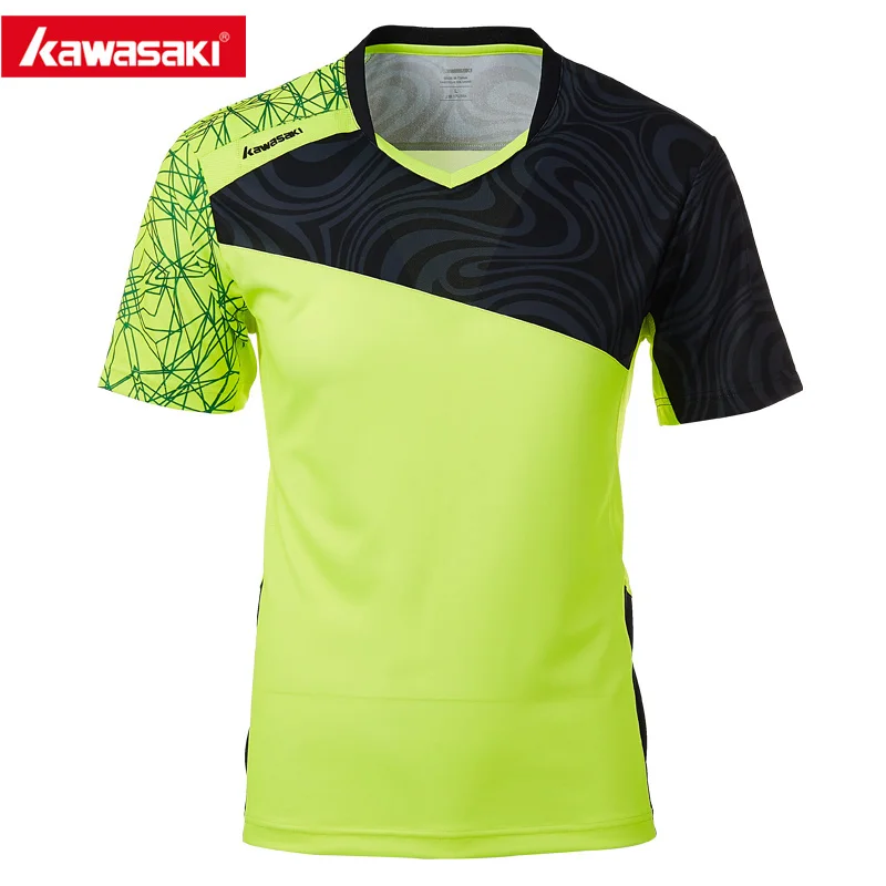 

Genuine Kawasaki Men T-shirt V Neck Short Sleeves Badminton Jersey Tennis T Shirt For Male Outdoor Sports Sportswear ST-T1019