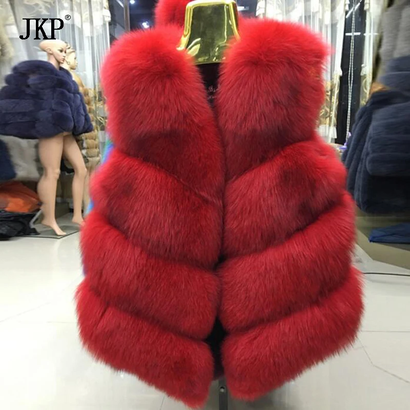 На зимнем меху жилет пальто Для женщин лиса Мех животных жилет короткий Пальто для будущих мам Куртка высокого качества
