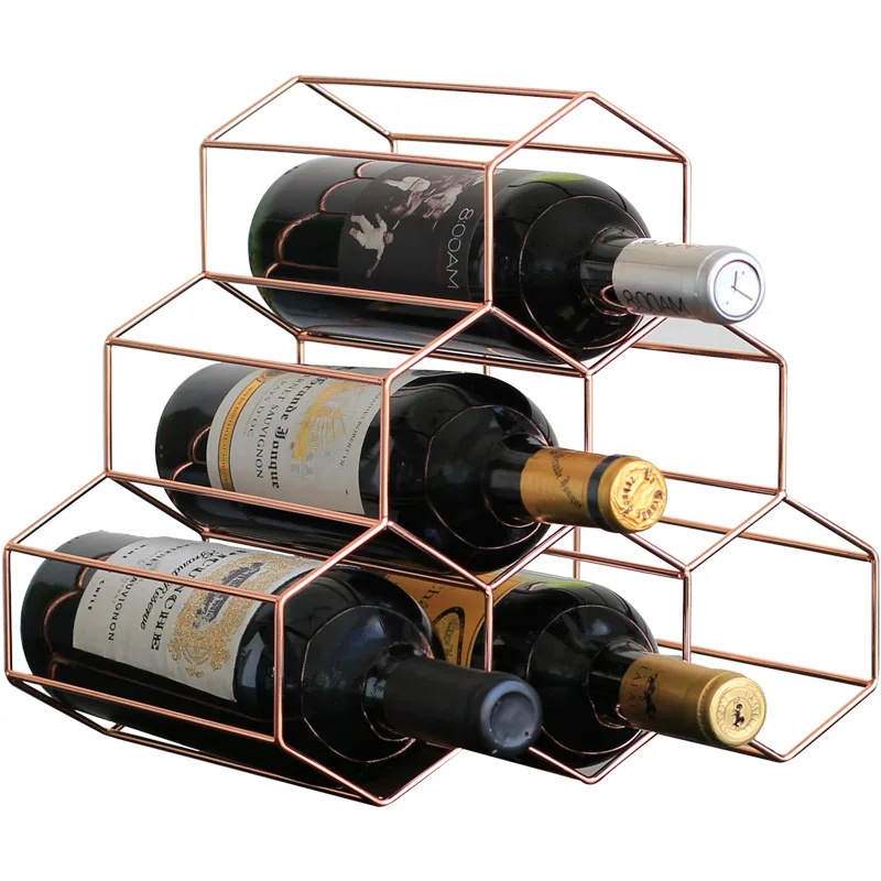 Nordic Creative Geometric Wine Rack Metal Simple Household Grape Wine