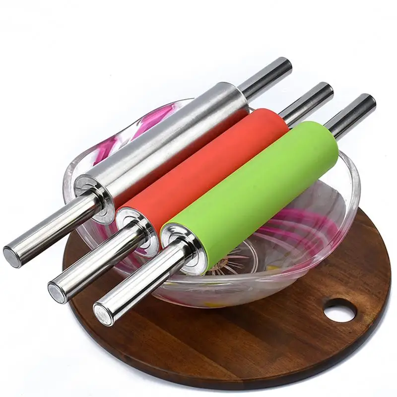WOFO Silicone Rolling Pin Stainless Steel Handle DIY Face Point Tool