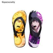 Nopersonality Mens Flip-flops 3D Anime Naruto Print Summer Fashion Slippers Cool Beach Teenage Flipflops Non-slip House Shoes