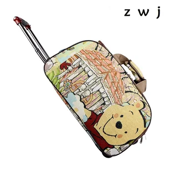

20 inch Lovely Winnie the Pooh luggage Wheel Travel Duffle Cartoon Trolley Travel Bag