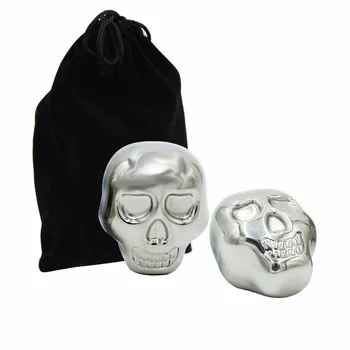 

Realand Cool Stainless Steel Skull Head Ice Cubes Whiskey Stones Rock Cooler Chiller for Drinks Wine Vodka Spirits Beer Cocktail