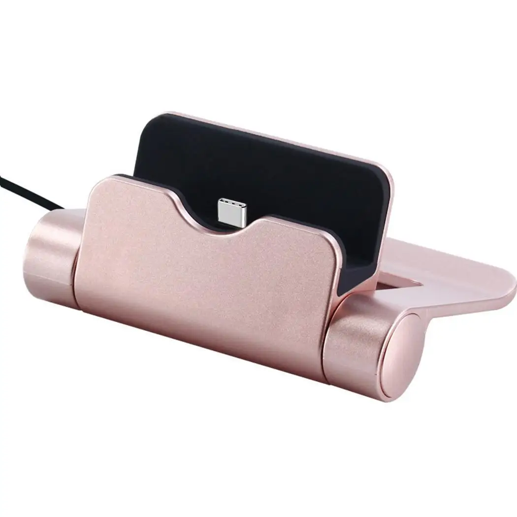 rose gold type 2 Портативный многофункциональный вращающийся телефон на 360 градусов Зарядка для телефона type-C, для Android Base 2A мобильный кронштейн - Цвет: rose gold type 2