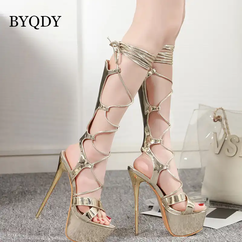 gold gladiator high heels